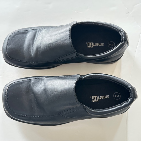 SmartFit Boys’ Black Slip-On Dress Shoes – Skid Resistant, Classic Square Toe - Picture 2 of 7